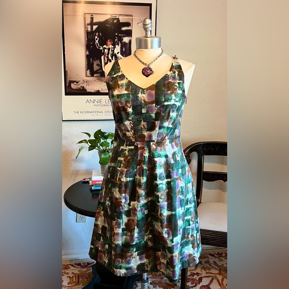 LAVIA 18 Piazza Sempione Abstract Modern Sleeveless Cotton A-line Dress US Sz 6